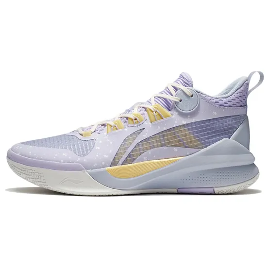 LINING Sonic 10 Team Basketball Shoes Men Mid-Top Lilac/Light Banana Yellow