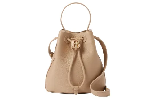 Burberry Cow Leather Bucket Bag, Shoulder Bag, Crossbody Bag, Handbag Mini Women's Beige