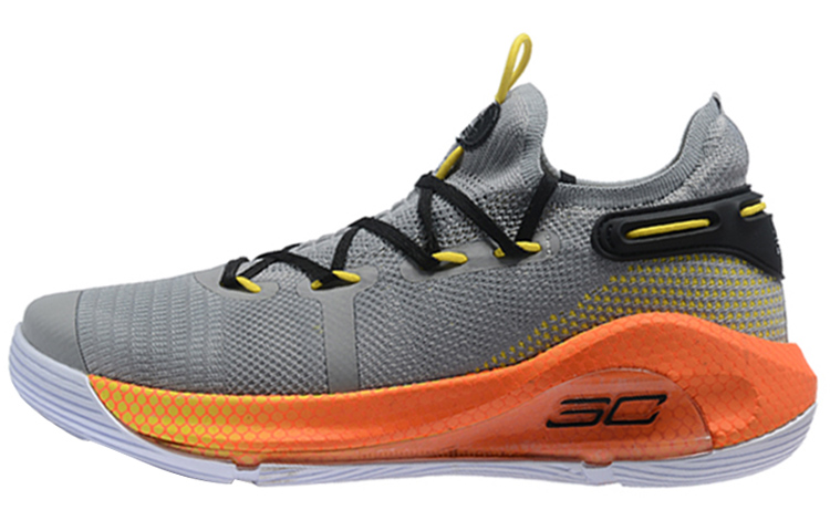 Under Armour Curry 6 Curry 6 anti-slip shock-absorbing rebound low-top practical basketball shoes men's gray yellow