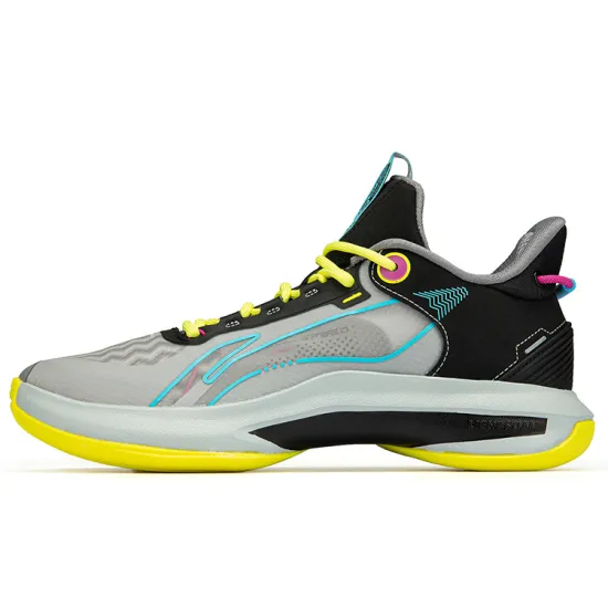 LINING Basketball Shoes Men Low-Top Coin Gray/Black/Yellow