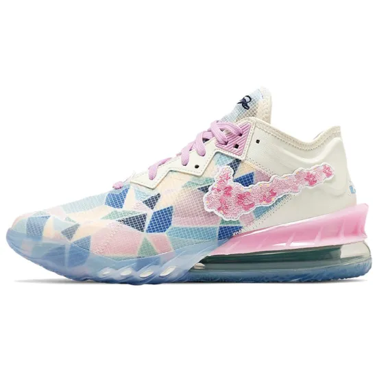 Nike Lebron 18 Basketball Shoes Unisex Mid-top Blue/white/pink