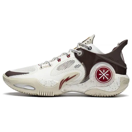 LINING Wade Fission 8 Basketball Shoes Men Low-Top White Brown/Red