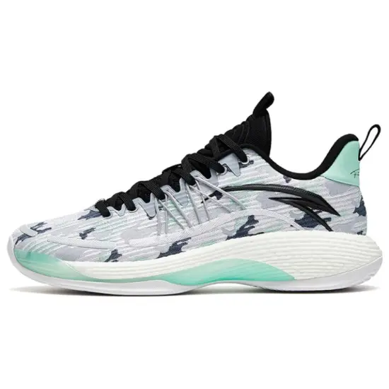 ANTA Skyline Team Basketball Shoes Men Low-Top Gray Porcelain Green