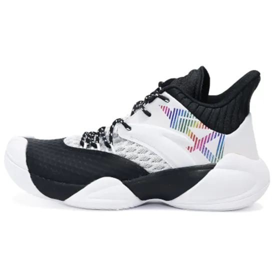 ANTA Basketball Shoes Men Mid-Top Black ANTA White/Steel Gray