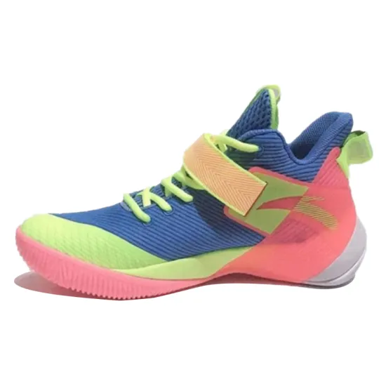 ANTA Basketball Collection Basketball Shoes Men Low-Top Blue Pink/Green