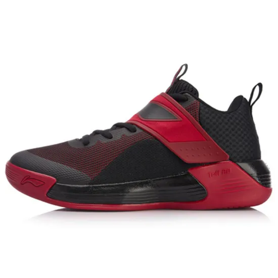 LiNing Yushuai Non slip Lightweight Mid Top Basketball Shoes Men's Black Red