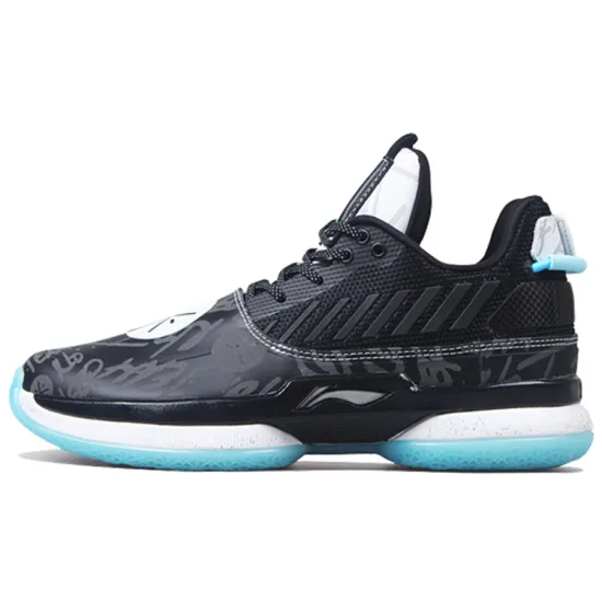 LiNing WOW 7 Cushioning Anti Slip And Wear Resistant Low Top Basketball Shoes Black White
