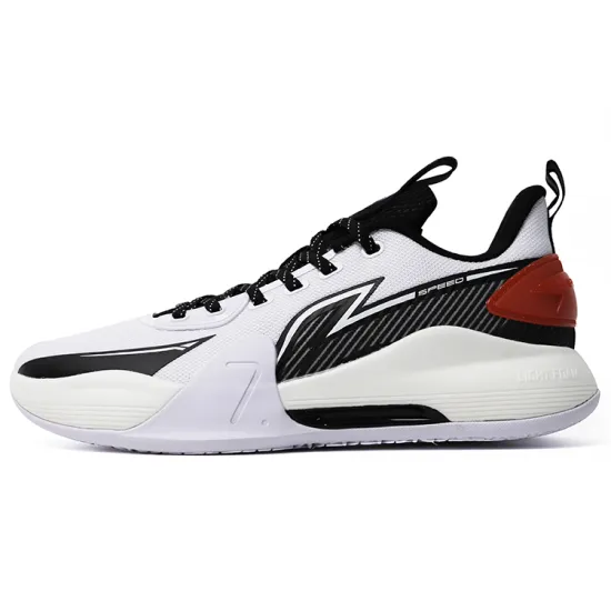 LINING Speed 7 Basketball Shoes Men Low-Top White Black Red