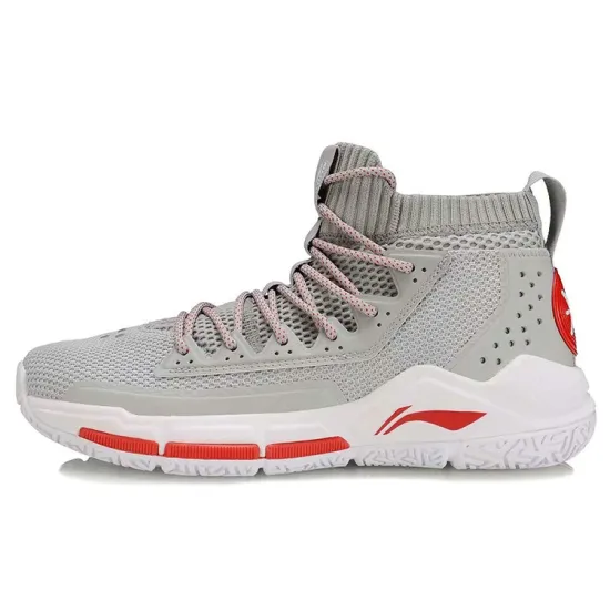 LINING Wade Collection Basketball Shoes Men Mid-Top White Gray Red