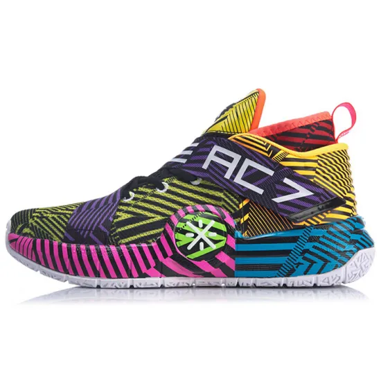 LINING All City 7 Basketball Shoes Men Mid-Top Yellow Blue