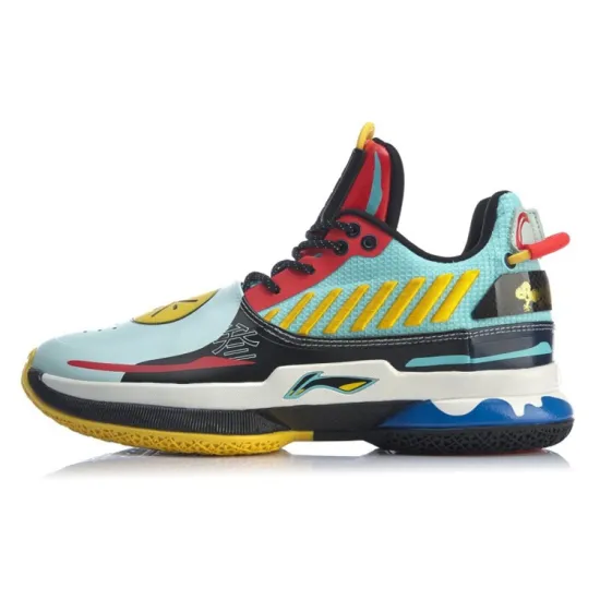 LINING WOW 7 Basketball Shoes Men Mid-Top Blue Black/Red