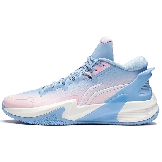 LINING Speed Basketball Shoes Men High-Top Aurora Blue/Cherry Blossom Pink