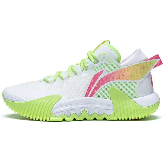 LINING Badfive 2 Low Basketball Shoes Men Low-Top Standard White/Neon Yellow Green