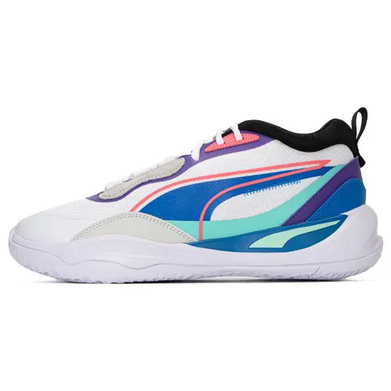 PUMA Playmaker Basketball Shoes Men Low-top White/Royal Blue
