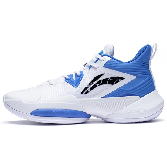 LINING Power Basketball Shoes Men Mid-Top Standard White/Rowing Blue