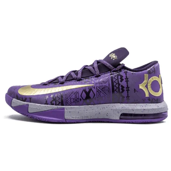Nike KD 6 Basketball Shoes Men Low-top Purple / Metallic Gold / Purple Dynasty