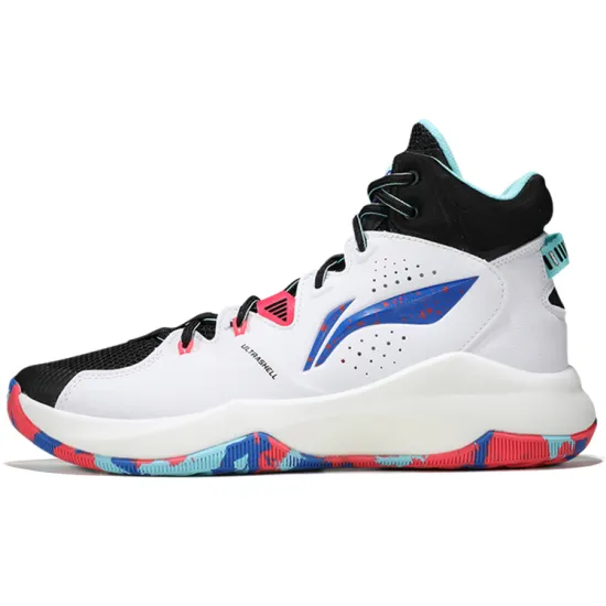 LiNing Cushioning Anti Slip And Wear Resistant High Top Basketball Shoes White Black