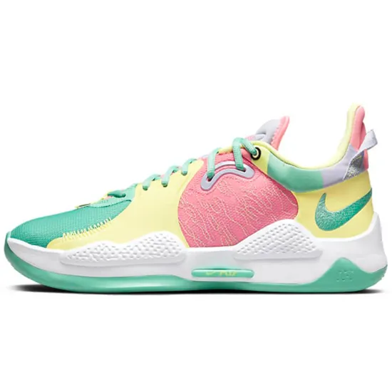 Nike PG 5 Basketball Shoes Men Low-top White/green/pink/yellow
