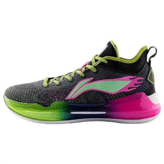 LINING YuShuai 13 Boom Basketball Shoes Men Low-Top Ebony Black/Lime Green
