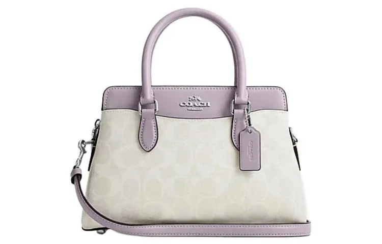 COACH Darcie Artificial Leather With Cow Leather Tote Shoulder Bag, Crossbody Bag, Handbag Mini Women's Purple & White