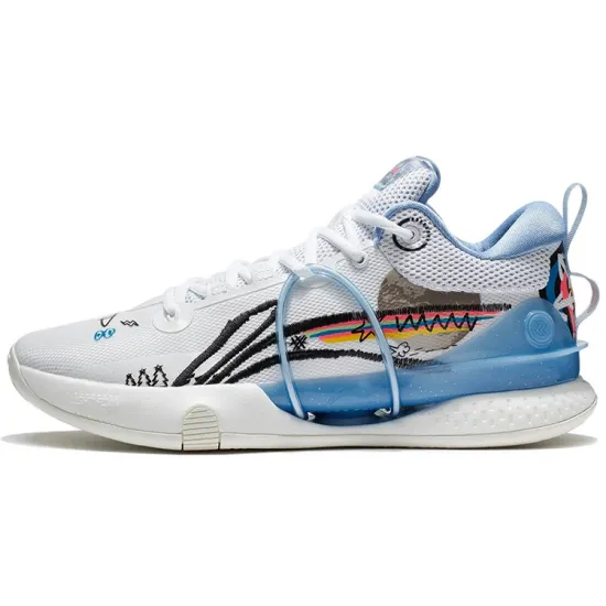 LINING Speed 8 Basketball Shoes Men Low-Top White Blue