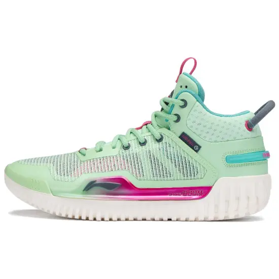 LINING Badfive 3 Basketball Shoes Men Mid-Top Green/Purple