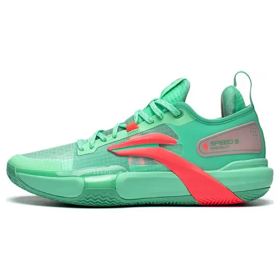 LINING Speed 9 Premium Basketball Shoes Men Low-Top Green/Pink