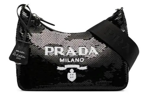 PRADA Fabric Shoulder Bag Women's Black
