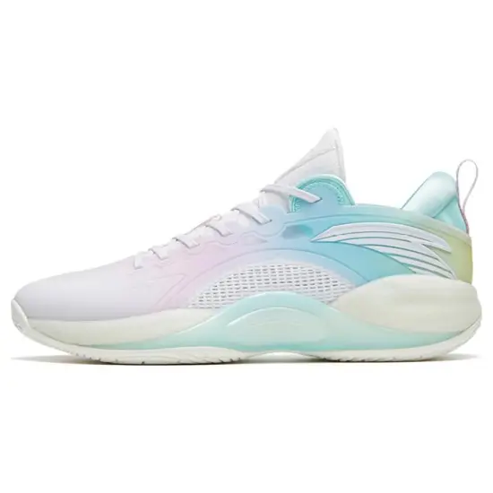 ANTA Basketball Shoes Men Low-Top White Pink/Blue