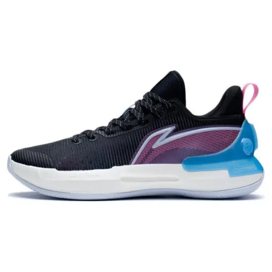 LINING YuShuai Retro Basketball Shoes Men Low-Top Black/Camellia Pink