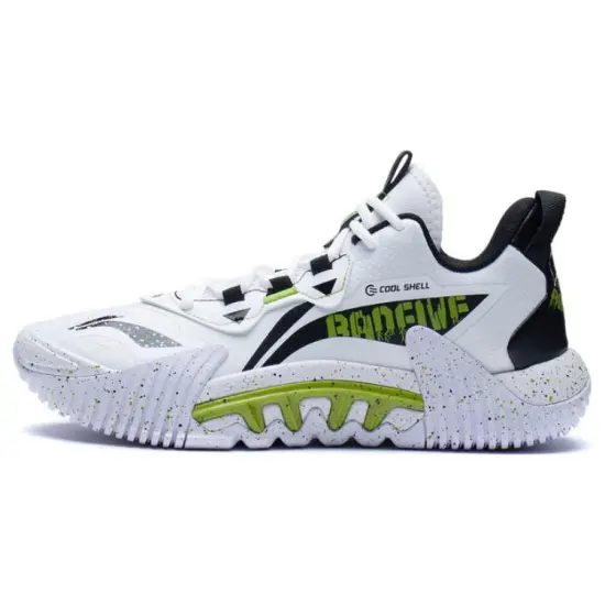 LINING Badfive 2.5 Basketball Shoes Men Low-Top White Black Green