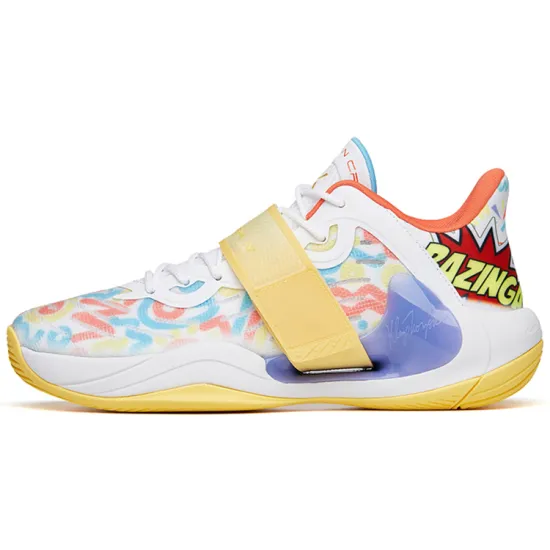 ANTA Water Flower 4 Basketball Shoes Men Low-Top White Yellow