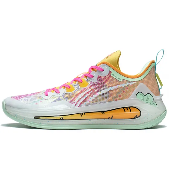 LINING Liren 3 V2 Basketball Shoes Men Low-Top White With Orange/Green