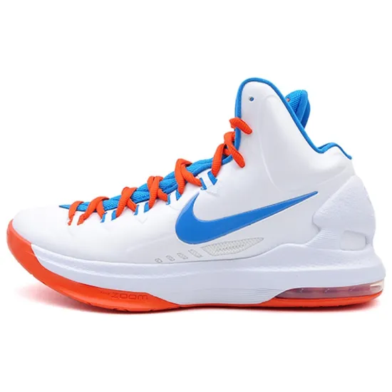 Nike KD 5 Basketball Shoes Men Mid-top White / Photo Blue / Team Orange