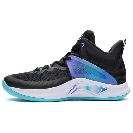 LINING Flashing Basketball Shoes Men Low-Top Light Blue/Black
