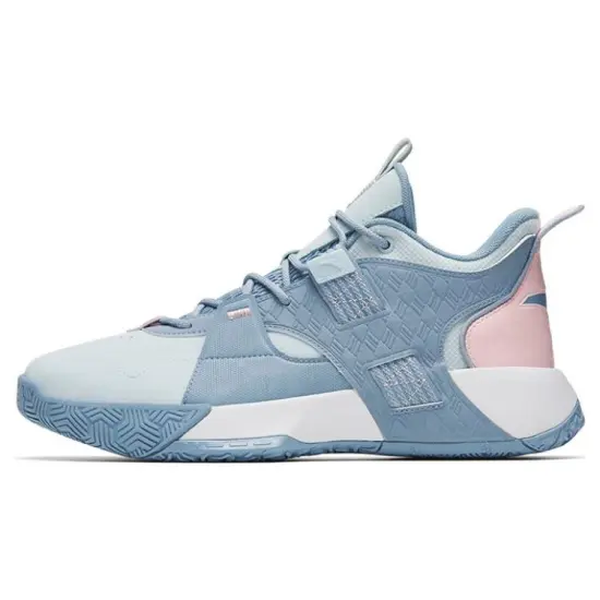 ANTA Speedy Basketball Shoes Men Mid-Top Gray Blue/FANTAsy Blue/Apricot Pink