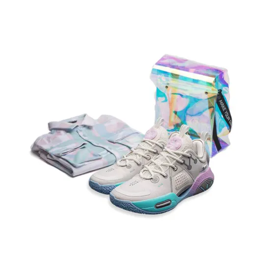 LINING All City 9 Basketball Shoes Men Low-Top White Blue Pink