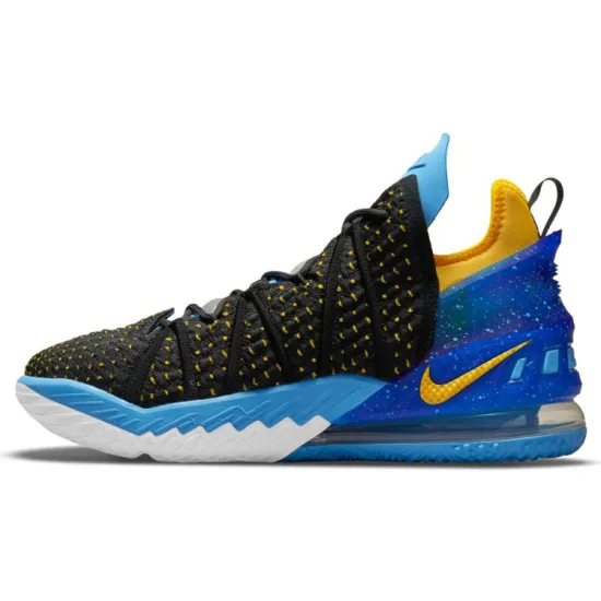 Nike Lebron 18 Basketball Shoes Men Mid-top Black/Blue/Yellow