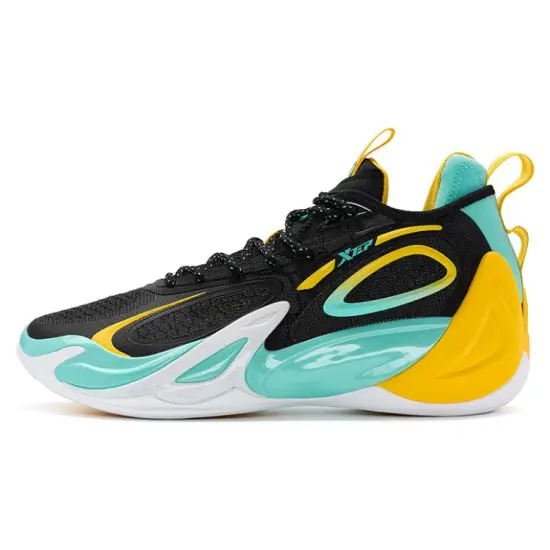XTEP Battle 2 Generations Basketball Shoes Men Mid-Top Black Yellow/Green