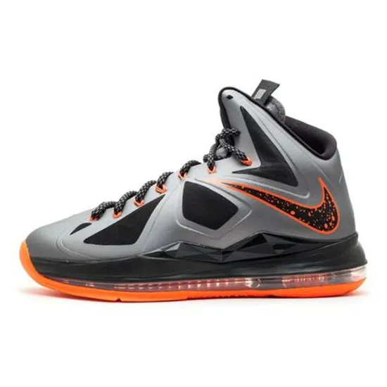 Nike Lebron 10 Basketball Shoes Men High-top Carbon Black/orange/black