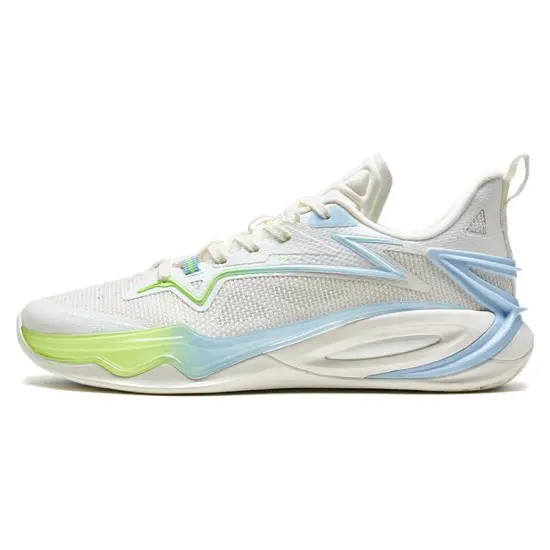 XTEP Light Attack 2 Generations Cushioning Anti-Slip And Wear-Resistant Low-Top Basketball Shoes Men's White Blue Green