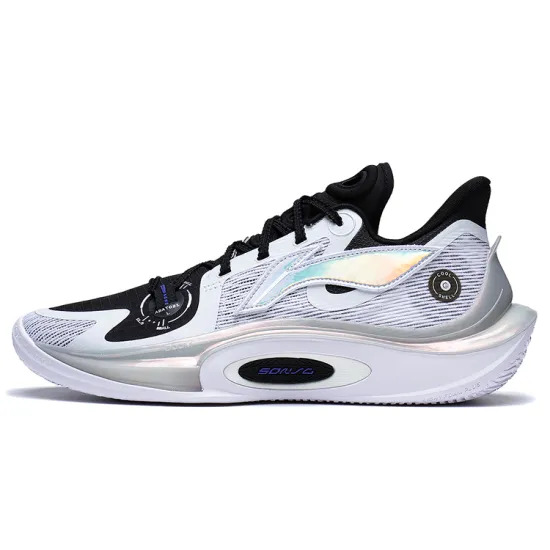 LiNing SONIC 11 Stardust Durable Breathable Low Top Basketball Shoes Men's White Black Silver