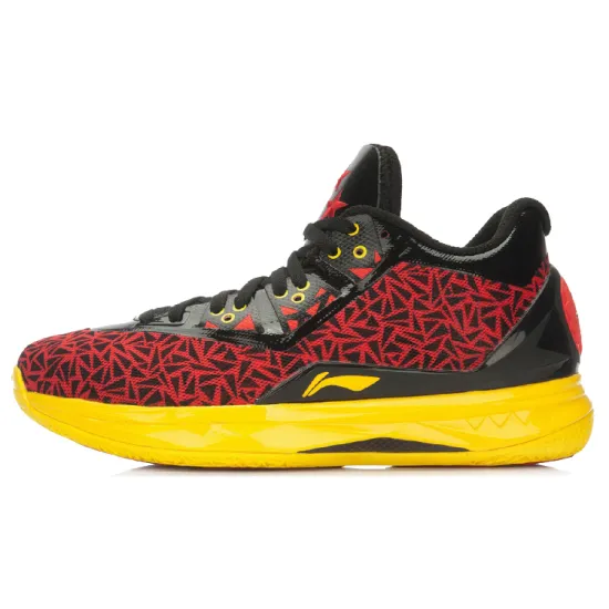 LINING WOW 4 Basketball Shoes Unisex Mid-Top Red Black/Yellow