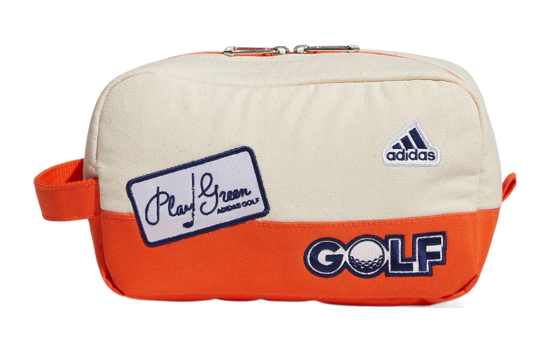 Adidas Double Zip Closure Cotton Canvas Bag Clutch Regular Men's Orange