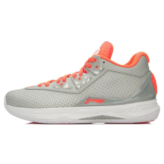 LINING WOW 4 Basketball Shoes Unisex Mid-Top Gray Orange