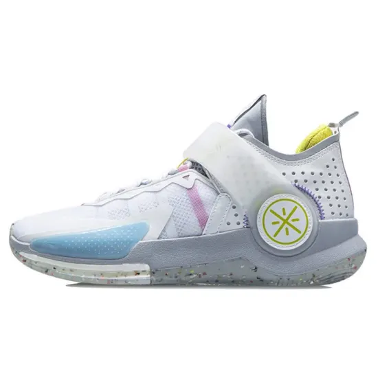 LINING Wade Fission 7 Basketball Shoes Men Mid-Top Standard White/Dawn Gray