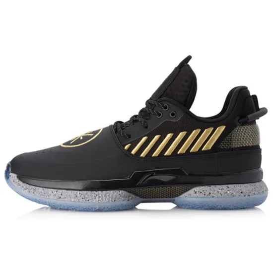 LINING WOW 7 Basketball Shoes Men Low-Top Black/Gold