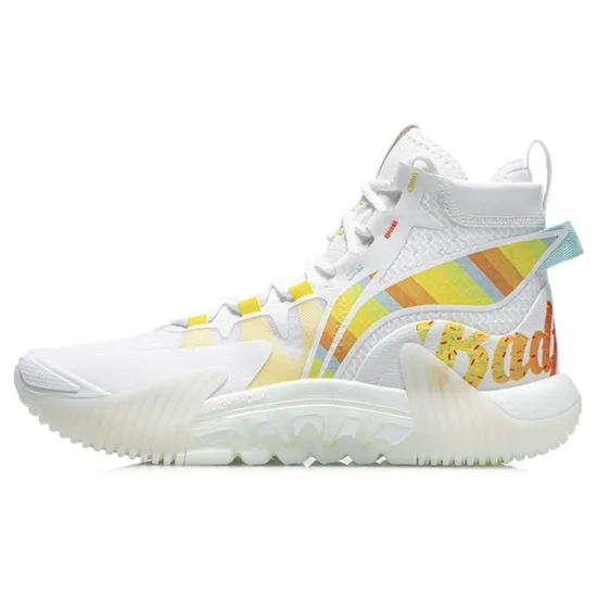 LINING Badfive 2 Basketball Shoes Men High Top Standard White/Dark Yellow/Bright Blue
