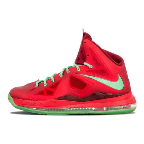 Nike Lebron 10 Basketball Shoes Men High-top College Red/Green Tourmaline/Team Red