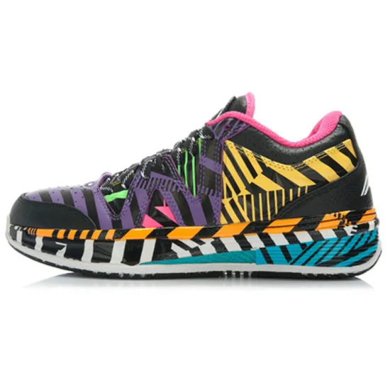 LINING WOW 2 Basketball Shoes Men Low-Top Black Yellow/Purple